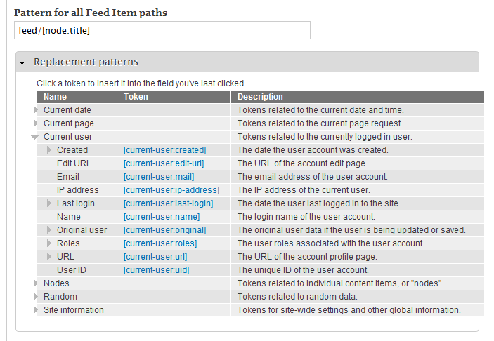 Drupal 7 – Displaying available Tokens in UI and replacing Tokens in code